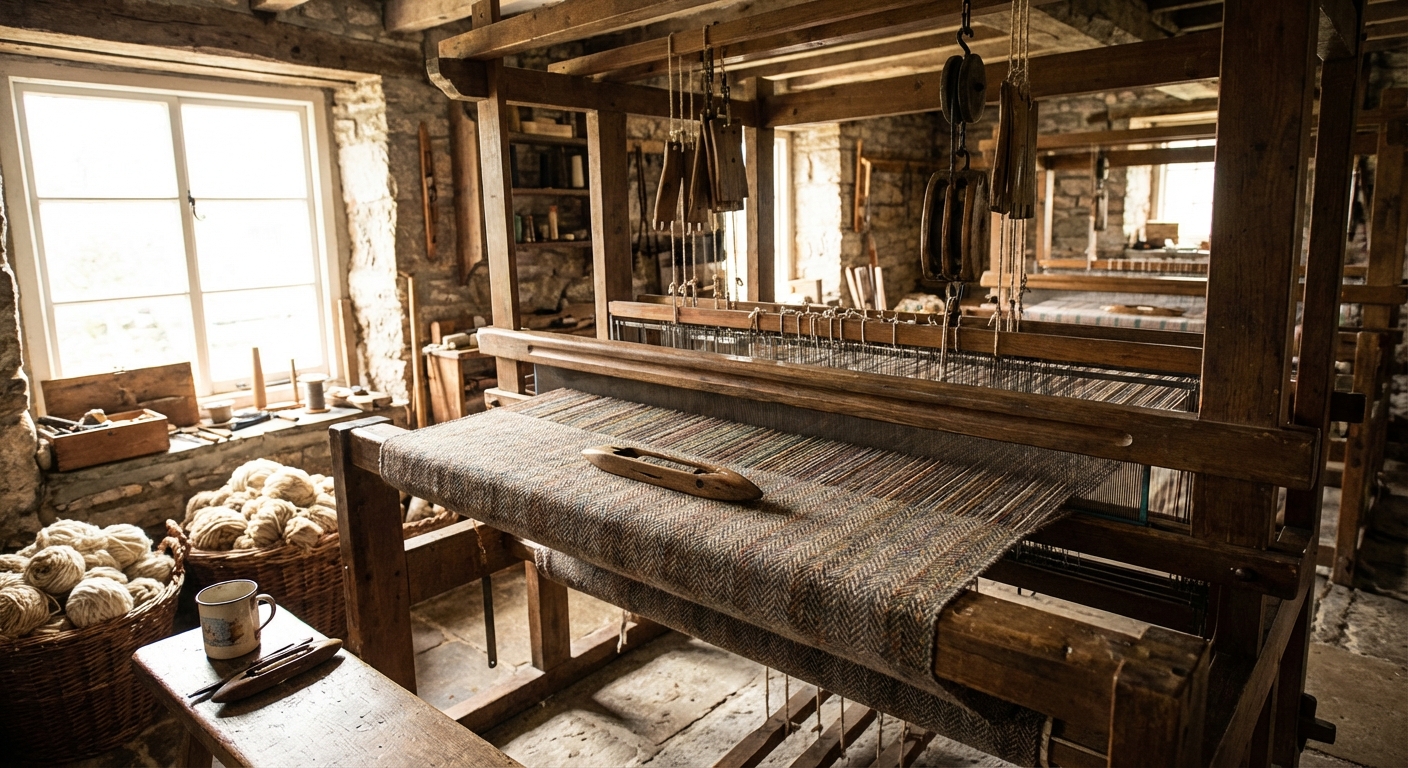 Traditional Irish wool weaving loom